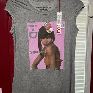 Fiorucci Gray Tee with Pink Graphic
